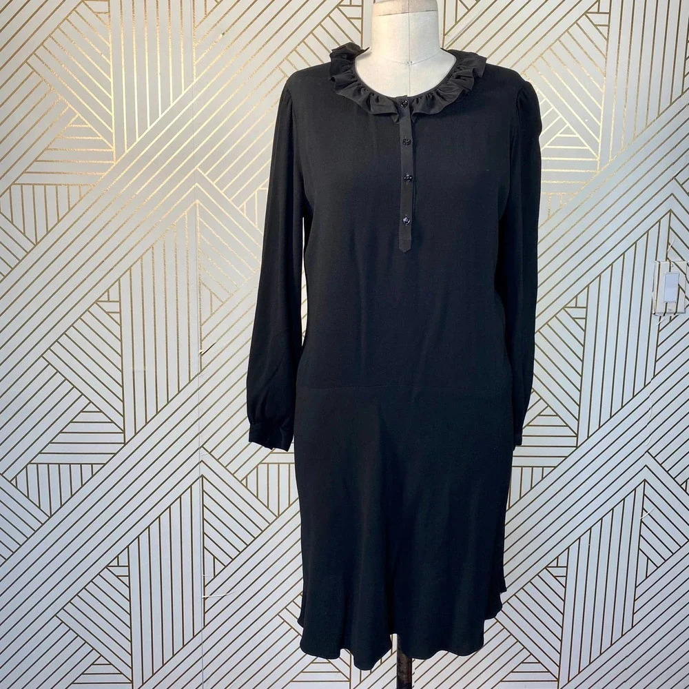 Pablo Gerard Darel Black Ruffle Long Sleeve Dress